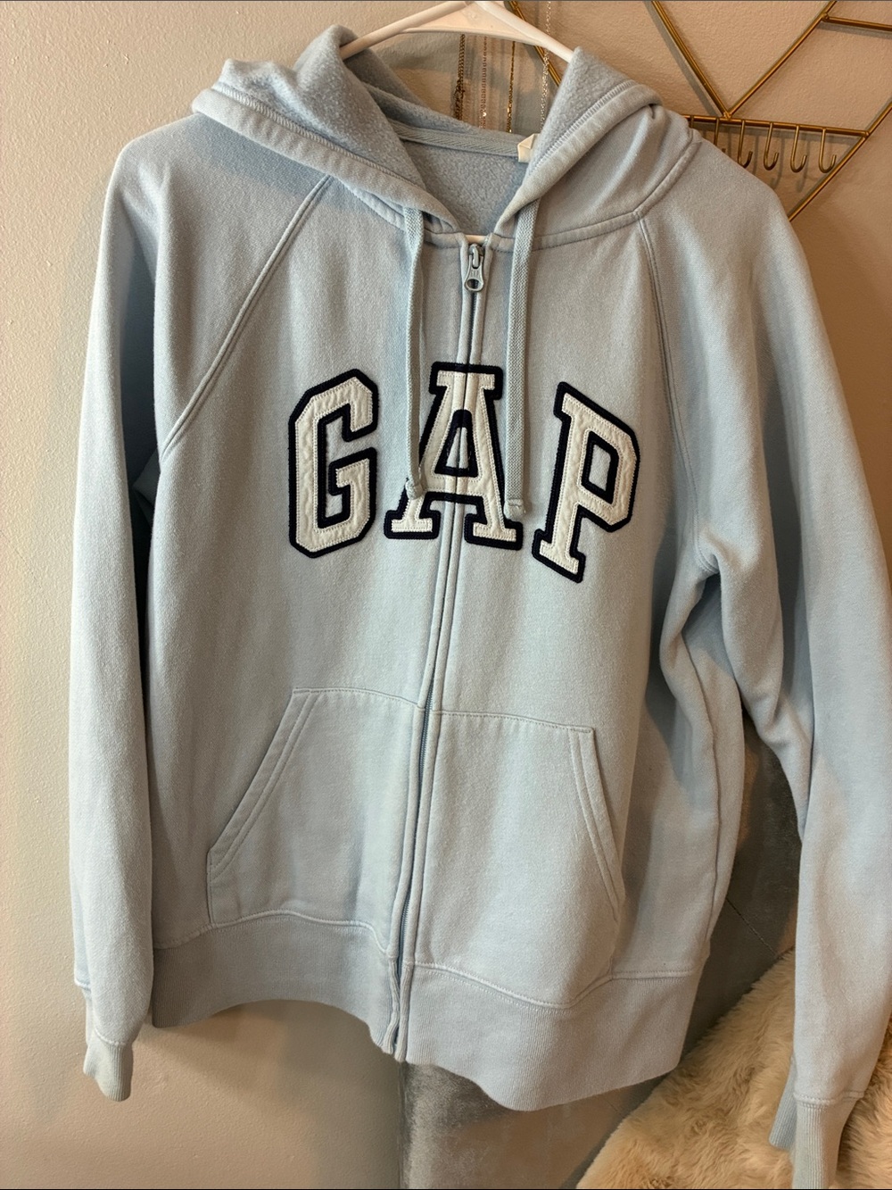 GAP Pale Blue Zip-Up Hoodie with Embroidered Logo - Picture 1 of 2